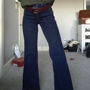 Dark blue wide legged denim